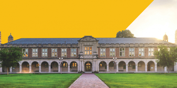 Photo of Ridgely Hall with yellow overlay